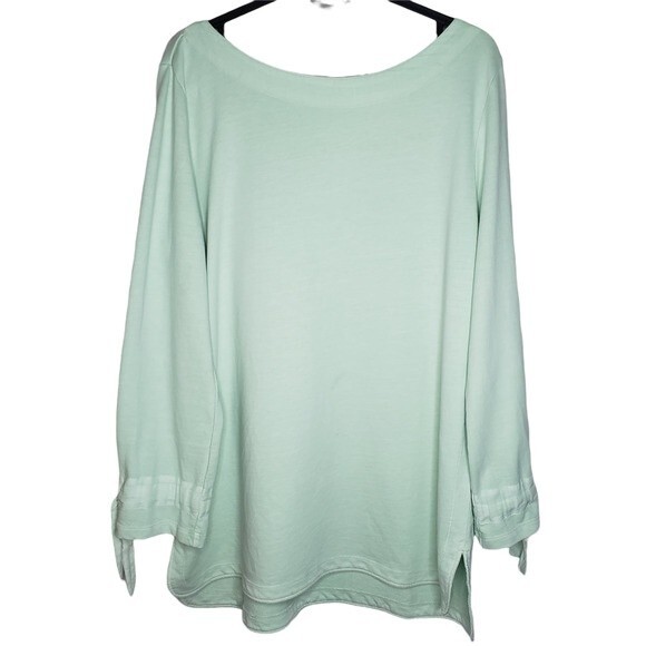 Soft Surroundings Tunic w/Tie Sleeves Light Green - Size M - Picture 1 of 9